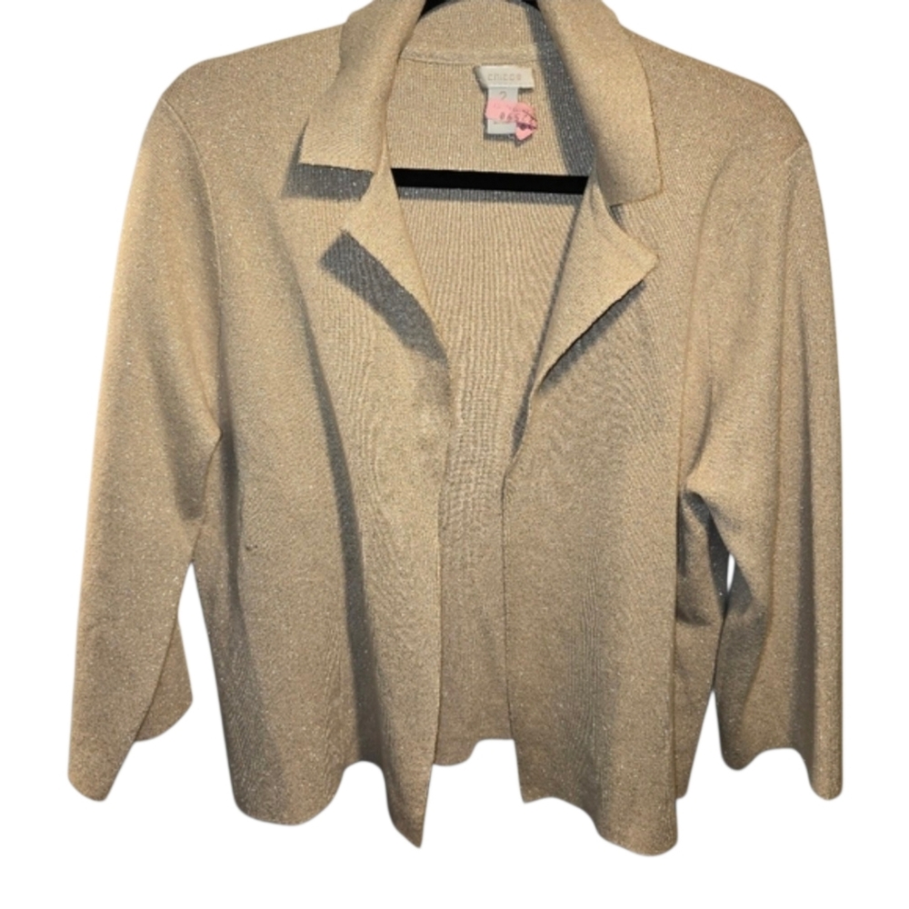 Chico's sz. Medium gold sparkly cardigan